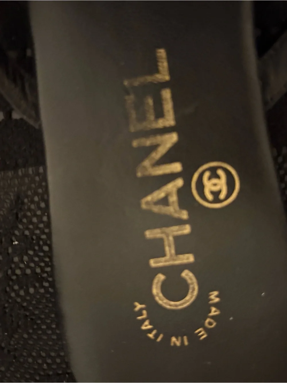 CHANEL black leather
